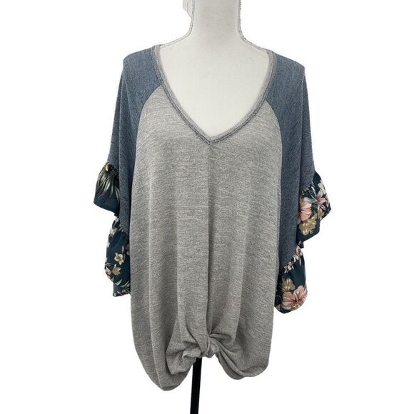 She &sky  3/4 flowing sleeves  , knot in the front size XL - Picture 1 of 10